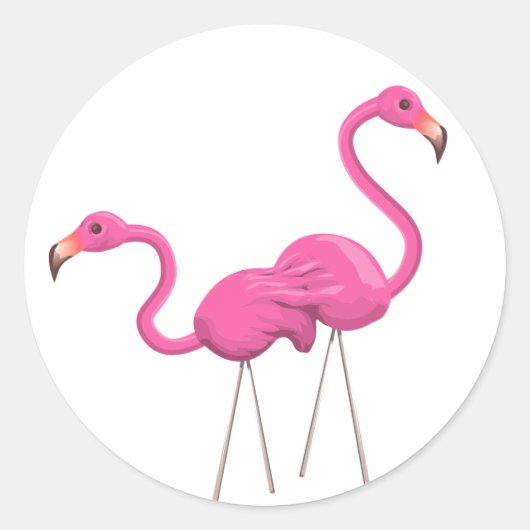 Zwei rosa Flamingos stehend Runder Aufkleber (Vorderseite)