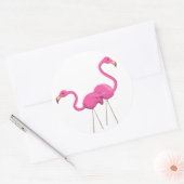 Zwei rosa Flamingos stehend Runder Aufkleber (Umschlag)