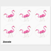 Zwei rosa Flamingos stehend Runder Aufkleber (Blatt)