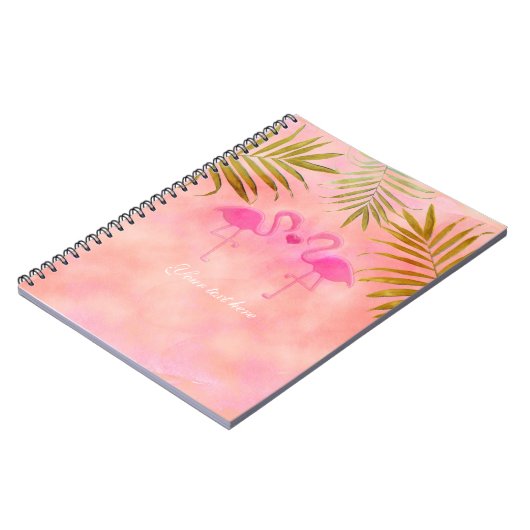 Zwei rosa Flamingos Tropical Beach Notebook Notizblock (Linke Seite)