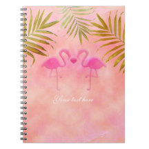 Zwei rosa Flamingos Tropical Beach Notebook