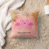 Zwei rosa Flamingos Tropical Beach Throw Kissen (Decke)
