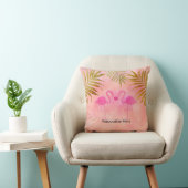 Zwei rosa Flamingos Tropical Beach Throw Kissen (Stuhl )