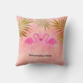 Zwei rosa Flamingos Tropical Beach Throw Kissen (Rückseite)