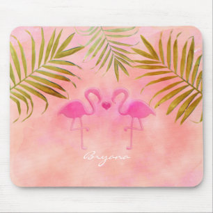 Zwei rosa Flamingos tropische Mouse Pad Mousepad