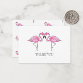 Zwei rosa Flamingos und Polterabend Mitteilungskarte (Vorderseite/Rückseite Beispiel)