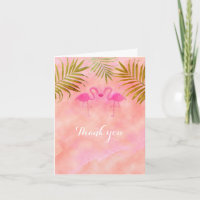 Zwei rosa Flamingos Watercolor Beach Wedding Card