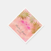 Zwei rosa Flamingos Watercolor Beach Wedkin Napkin Serviette (Ecke)