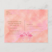 Zwei rosa Flamingos Watercolor Save the Date Karte (Rückseite)