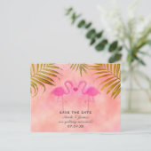Zwei rosa Flamingos Watercolor Save the Date Karte (Stehend Vorderseite)