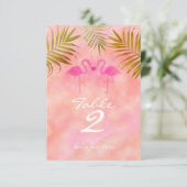 Zwei rosa Flamingos Watercolor Tischnummer Card (Stehend Vorderseite)
