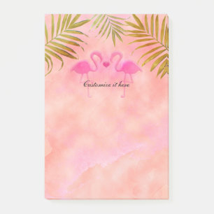 Zwei rosa Flamingos Watercolor Tropenposten Post-it Klebezettel