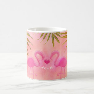 Zwei rosa Flamingos Watercolor Tropischer Kaffee T Kaffeetasse