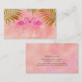 Zwei rosa Flamingos Watercolor Visitenkarten Visitenkarte (Vorne/Hinten)