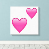 Zwei rosa Herzen - Emoji Leinwanddruck (Insitu (Holzboden))