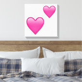Zwei rosa Herzen - Emoji Leinwanddruck (Insitu (Schlafzimmer))