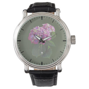 Zwei rosa Hydrangea Armbanduhr