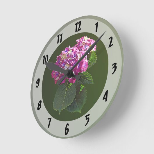 Zwei rosa Hydrangea Runde Wanduhr (Winkel)