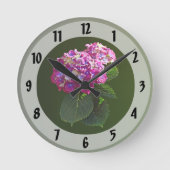 Zwei rosa Hydrangea Runde Wanduhr (Vorderseite)