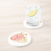 Zwei rosa Jeweled Hearts Getränkeuntersetzer (Seite)