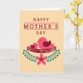 Zwei rosa Muttertag der Vögel Karte (Gelbe Blume)