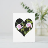 Zwei rosa Rosen im Herzen Postkarte (Stehend Vorderseite)