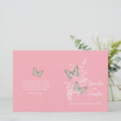 Zwei rosa-schmetterlinge Hochzeitsprogramme (Stehend Vorderseite)
