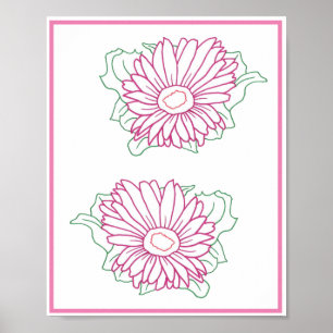 Zwei rosa Sonnenblumen Umrisse, Poster