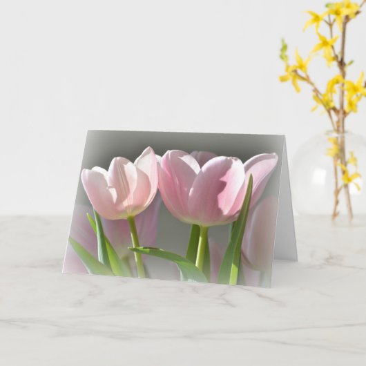 Zwei rosa Tulips Karte (Gelbe Blume)