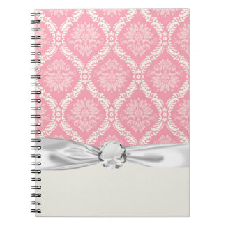 zwei rosa und cremefarbene elegante Damastmuster Notizblock