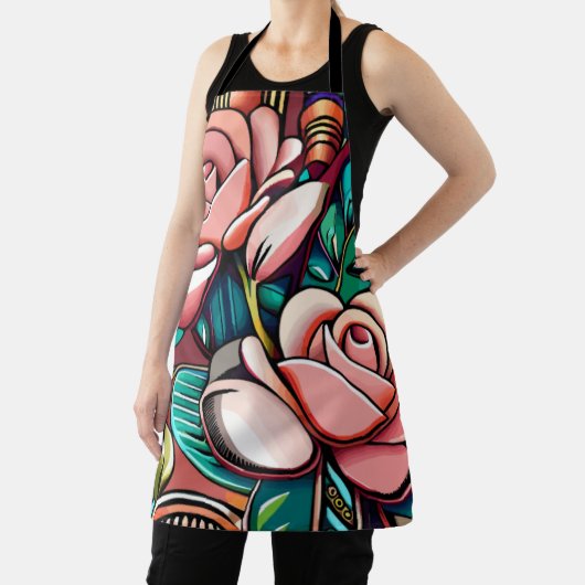 Zwei Rose: Eine Gemusterte Blumenstruktur Schürze (InSitu)