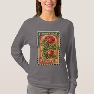 Zwei Rose Vintage Briefmarke T-Shirt