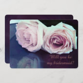 zwei Rosen - sind Sie meine Brautjungfer Einladung (Vorne/Hinten)