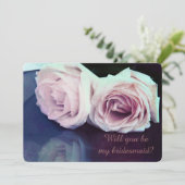 zwei Rosen - sind Sie meine Brautjungfer Einladung (Stehend Vorderseite)