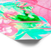 Zwei Rosy Red Coral Pum Crazy Hibiskus auf Aqua Poster (Ecke)