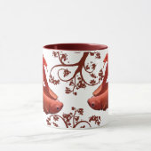 Zwei Rot Bettas Tasse (Zentrum)
