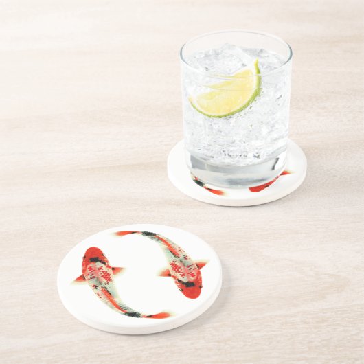 Zwei Rot Koi Getränkeuntersetzer (Seite)