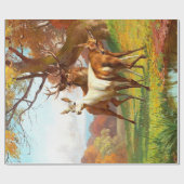 Zwei Rot- und Weidehirsche im Wald Geschenkpapier (Flach)