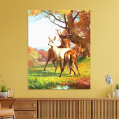 Zwei Rot- und Weißwild im Wald Leinwanddruck (Insitu (Wohnzimmer))