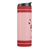 Zwei Rot-Weiß-Süßspeisen und Name Thermosbecher (Nach links gedreht)