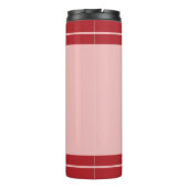 Zwei Rot-Weiß-Süßspeisen und Name Thermosbecher (Rückseite)