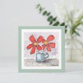 Zwei rote Blume Aquarellkarte Karte (Stehend Vorderseite)