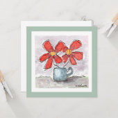 Zwei rote Blume Aquarellkarte Karte (Vorderseite/Rückseite Beispiel)