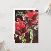 Zwei rote Blume Crayon Resist von Larry Lerew Karte (Vorderseite/Rückseite Beispiel)