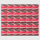 Zwei rote Chevy Impalas mit Lichtern Geschenkpapier (Flach)