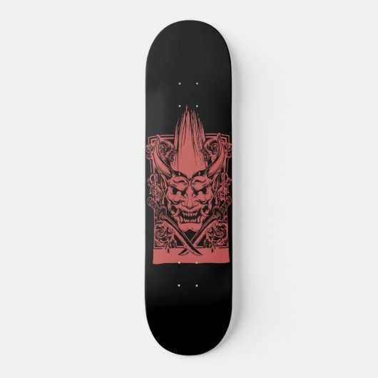 Zwei rote Dämonen mit Schwertern Skateboard (Vorderseite)
