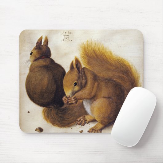 Zwei Rote Eichhörnchen (von Albrecht Dürer) Mousepad (Mit Mouse)