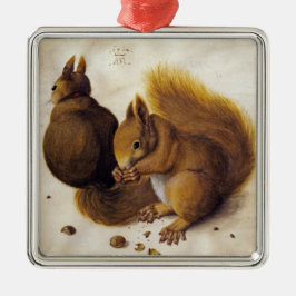 Zwei Rote Eichhörnchen (von Albrecht Dürer) Ornament Aus Metall