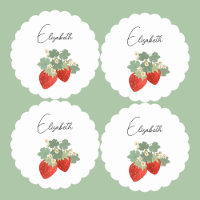 Zwei rote Erdbeeren mit Blättern & Blüten | Obst