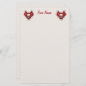 Zwei rote, gotische Knochen mit weißen Schädeln Briefpapier (Vorne/Hinten)